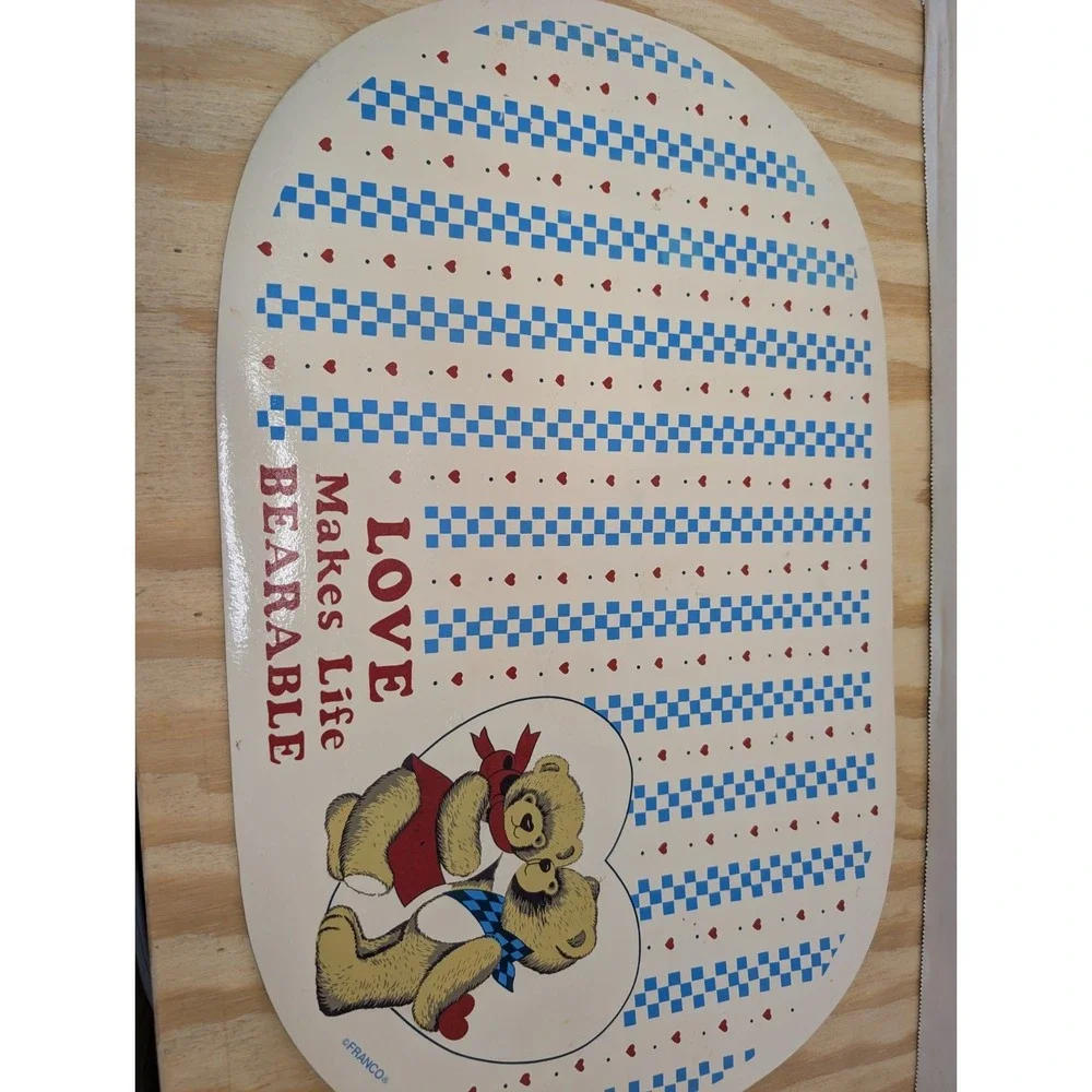 Vintage FRANCO Lot Of 3 Teddy Bear Love Makes Life Bearable Placemat 17x11 Retro